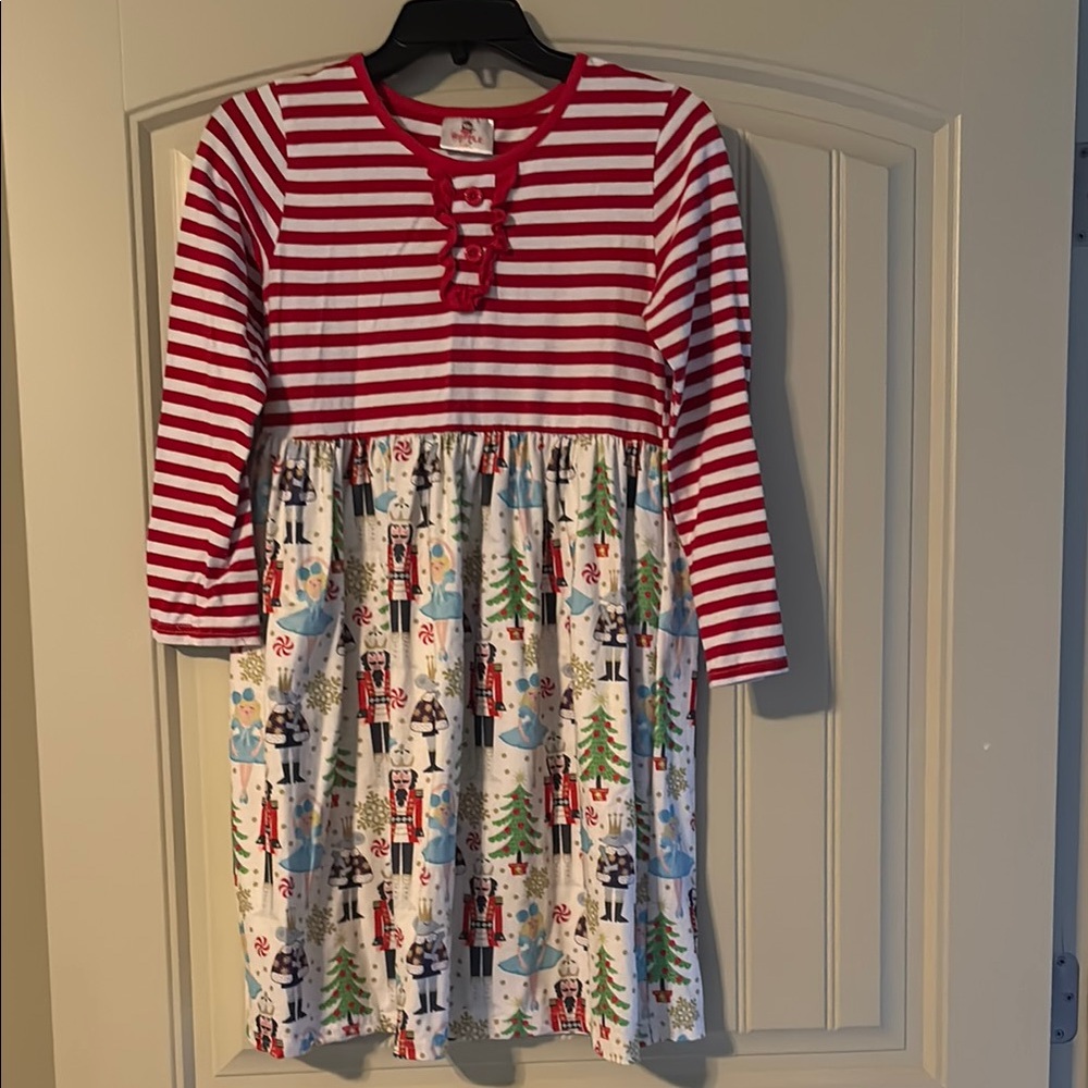 Red and White Nutcracker Dress with 3/4 Sleeves